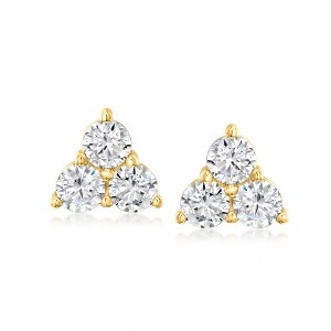 Ross-Simons 1.30 ct. t.w. CZ 3-Stone Earrings in 18kt Gold Over Sterling - 1 of 3