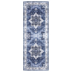 Washable Vintage Floral Medallion Area Rugs for Living Room, Soft Non Slip Retro Accent Carpet for Bedroom Dining Room - 1 of 4
