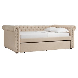 Beekman Place Chesterfield Daybed with Trundle - Queen - Oatmeal - Inspire Q
