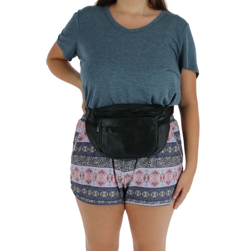 CTM Leather Multi Pocket Fanny Waist Pack, 3 of 4
