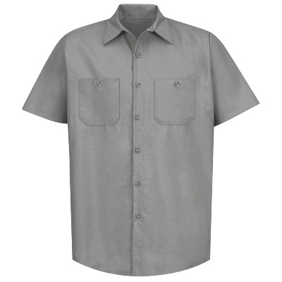 Red Kap Men's Short Sleeve Industrial Work Shirt, Light Grey - L Tall ...