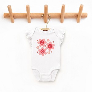 The Juniper Shop Hippy Flower Valentine Baby Flutter Sleeve Bodysuit - 1 of 3