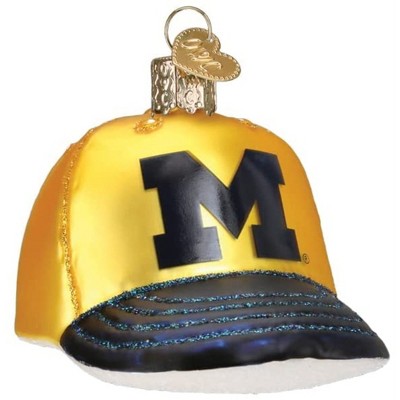 Old World Christmas Blown Glass Ornament for Christmas Tree, Michigan Baseball Cap
