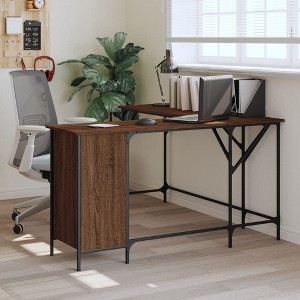 vidaXL Desk Brown Oak 55.5 in.x55.5 in.x29.5 in. Engineered Wood - 1 of 4