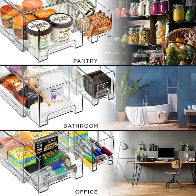 Sorbus 2 Large & 4 Small Clear Stackable Fridge Drawers with Handles - Food Storage Containers for Kitchen, Freezer, Vanity & Fridge — фото 5