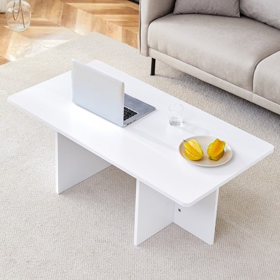 DOMETOUR Modern Wood Coffee Table for Living Room Bedroom Study Room, Minimalist Center Table for Home