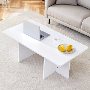 DOMETOUR Modern Wood Coffee Table for Living Room Bedroom Study Room, Minimalist Center Table for Home - 1 of 4