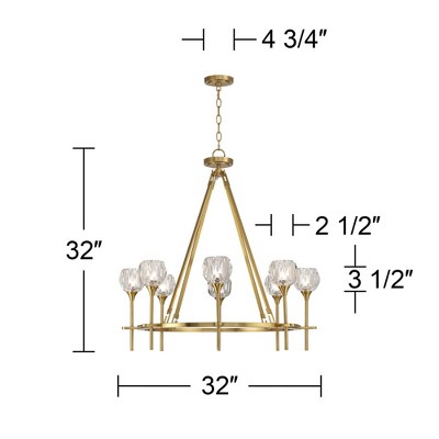Soft Gold 32" Ring Chandelier with Clear Crystal Glass Shades
