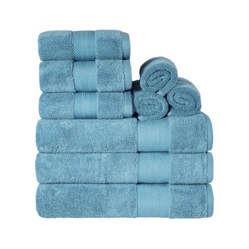 Premium Cotton 800 GSM Heavyweight Plush Luxury 4 Piece Bathroom Towel Set,  White - Blue Nile Mills