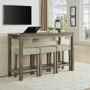 Aukfa 4-Piece Multi-Functional Dining & Bar Table Set with Built-in Power Outlet - Modern Space-Saving Solution for Living Rooms - 1 of 4