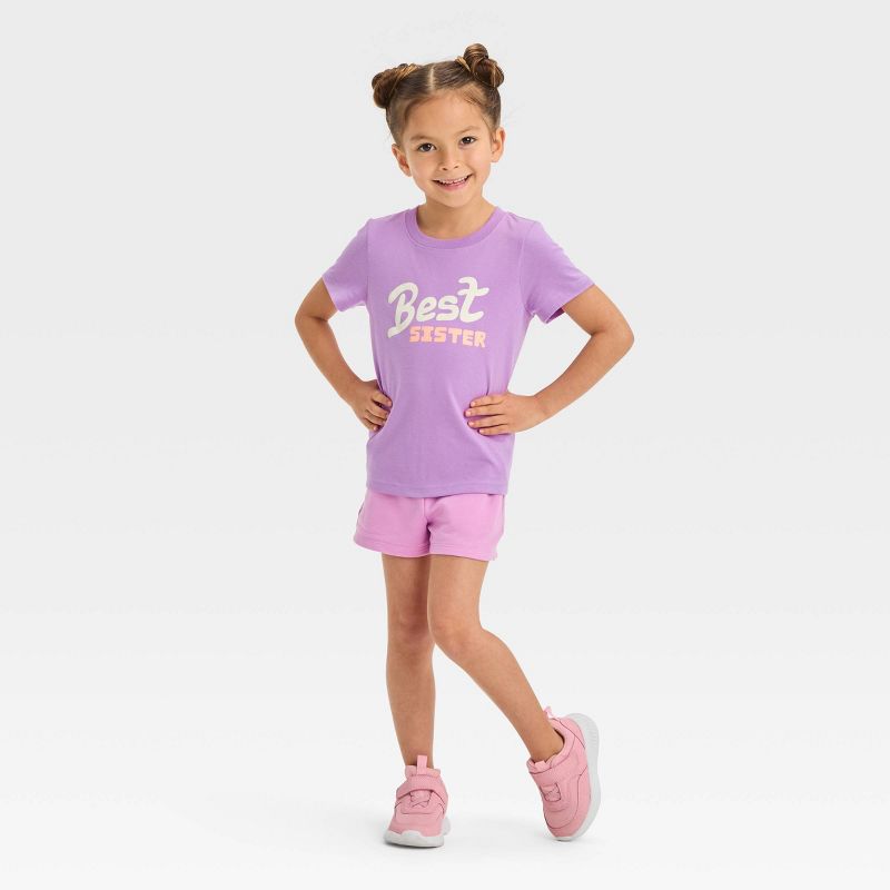 Toddler Girls' 'Best Sister' Short Sleeve T-Shirt - Cat & Jack™ Purple, 4 of 8