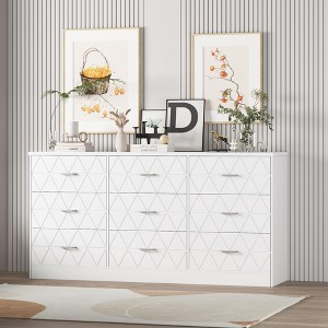 Modern 9-Drawer Dresser with Built-In Power Outlet, Large Storage Chest for Bedroom, Closet, Living Room, or Hallway - 1 of 4