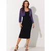 Allegra K Women's Cropped Open Front Collarless Long Sleeve Faux Fur Jacket - 3 of 4