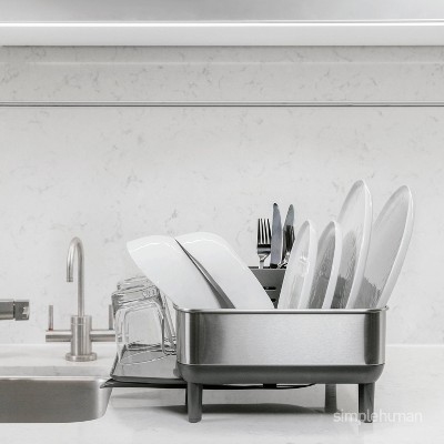 Compact Stainless Steel Dish Rack with Utensil Holder