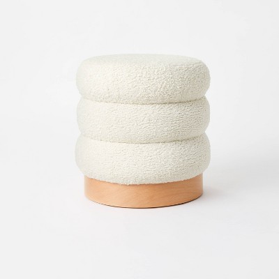 Clarkdale Channel Tufted Ottoman with Wood Base - Threshold™ designed with Studio McGee