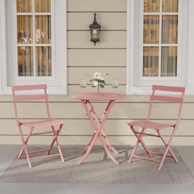3 Pieces Patio Bistro Set for Outdoor,Bistro Table and Chairs Set of 2,Waterproof Folding Coffee Table and Chairs Sets, Foldable Small Patio Furniture
