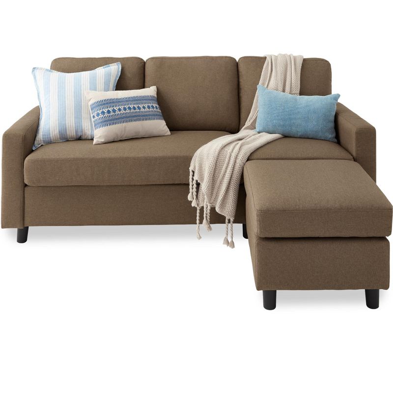 Best Choice Products Linen Sectional Sofa Couch w/ Chaise Lounge, Reversible Ottoman Bench, 1 of 11