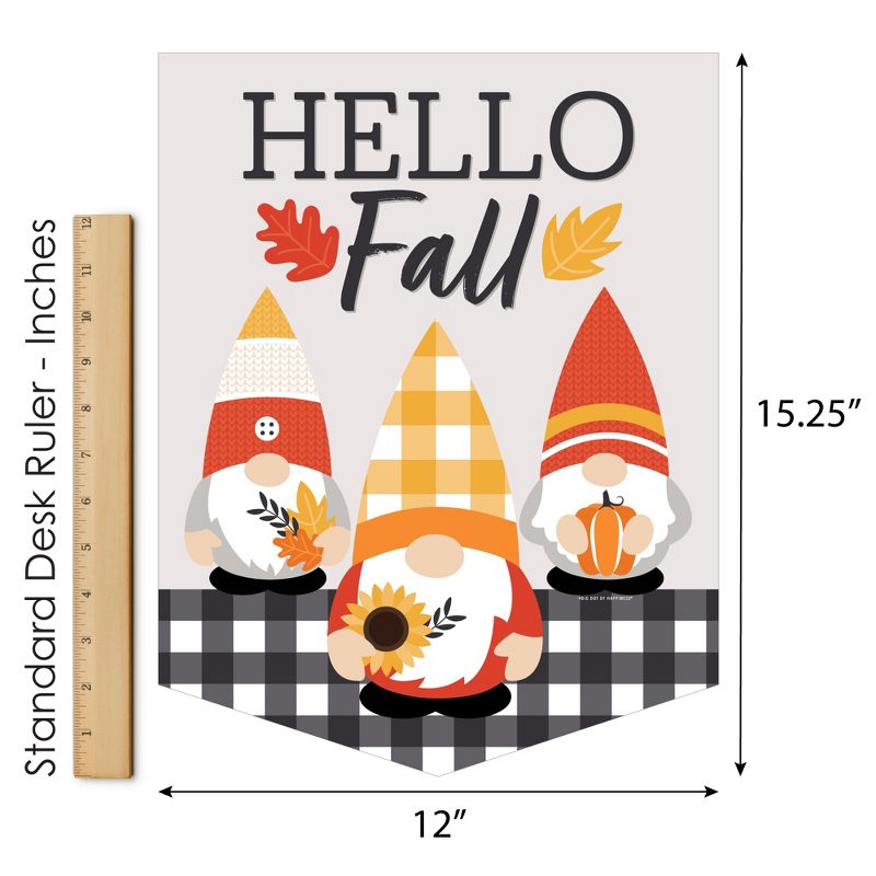 Big Dot of Happiness Fall Gnomes - Outdoor Home Decorations - Double-Sided Autumn Harvest Party Garden Flag - 12 x 15.25 inches, 5 of 9