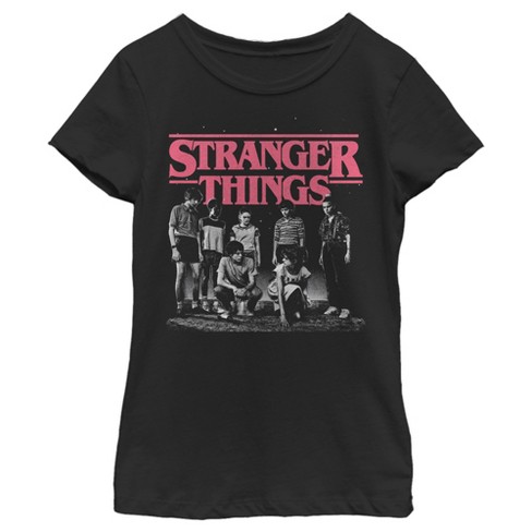 Girl s Stranger Things Title Logo Faded T Shirt Black Large