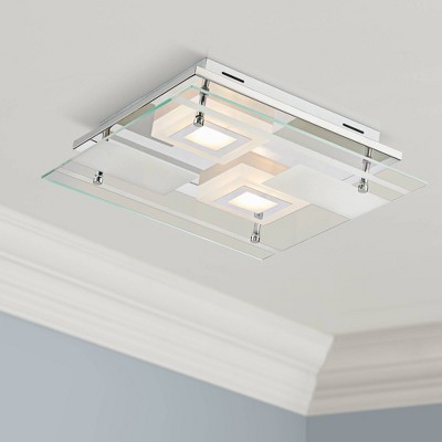 Reese 16'' Modern Chrome LED Ceiling Light with Flat Glass Diffuser