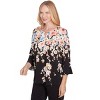 Alfred Dunner Womens Falling Flower Beaded Split Neck Top - 3 of 4