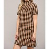 Women's HOUNDSTOOTH MOCK NECK SHORT SLEEVE SWEATER DRESS - Fate - 2 of 3