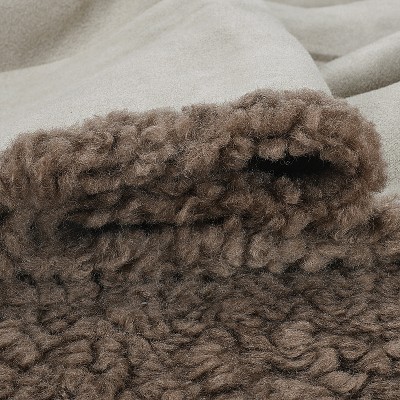 Taupe Waterproof Reversible Plush Faux Fur Sofa Blanket, 50x60 Inches