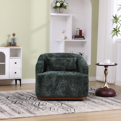 CAVINAS 360° Swivel Barrel Chair,Plush Polyester Blend Accent Arm Chair with Rotating Metal Base for Bedroom,Living Room,Office,Hotel