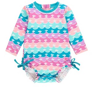 RuffleButts Baby/Toddler Girls UPF50+ Long Sleeve One Piece Rash Guard - 1 of 4