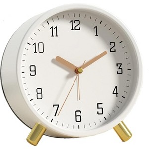 Aoibox Retro Analog Alarm Clock with Backlight, Silent Non-Ticking Movement, Easy to Operate, Clear View Dial for Bedroom, Living Room (White) - 1 of 4