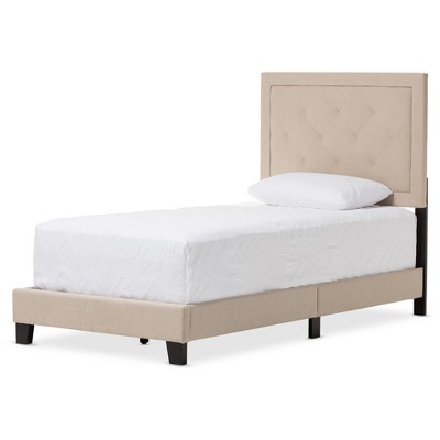 Paris Modern And Contemporary Linen Upholstered Tufting Platform Bed - Twin - Baxton Studio