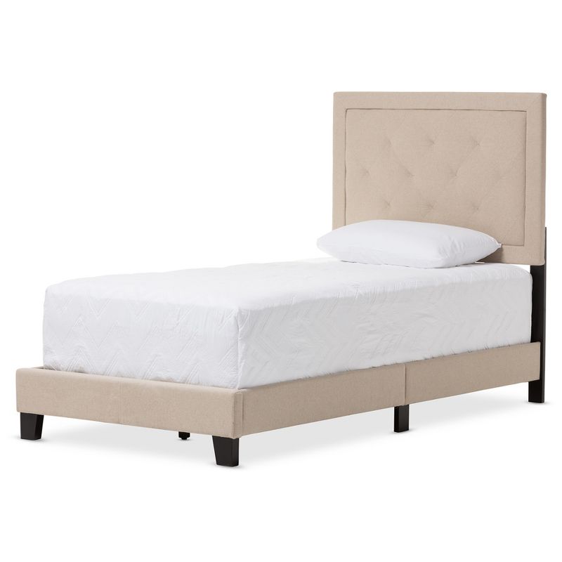Paris Modern And Contemporary Linen Upholstered Tufting Platform Bed - Twin - Baxton Studio, 1 of 7