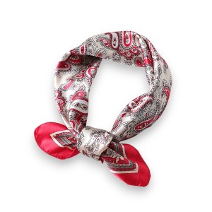 Anna-Kaci Women's Satin Square Scarf with Classic Paisley Print 23.6×23.6 Inches - 1 of 4
