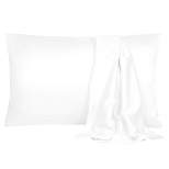 2 Pcs Standard Soft Silky Satin for Hair and Skin Pillow Case Snow White - PiccoCasa