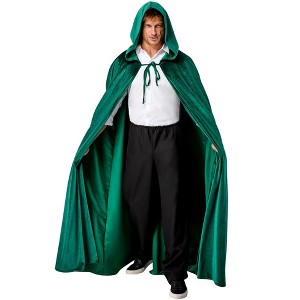 Rubies Adult Green Full Length Hooded Renaissance Cloak- One Size Fits Most - 1 of 4
