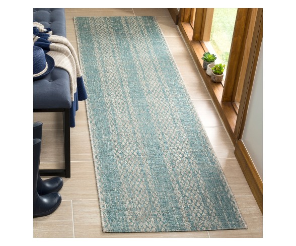 Grady 2'3" x 8' Indoor/Outdoor Rug - Light Gray/Aqua - Safavieh