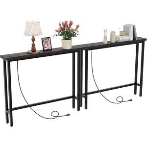 VINGLI 79" Console Table with Charging Station, 5.9" Narrow Sofa Table, for Living Room, Hallway - 1 of 4