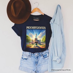Historic Liberty Bell and Independence Hall Pennsylvania State T-Shirt, Colonial Landmark Tee and Travel Souvenir | OrnamentallyYou - 1 of 4