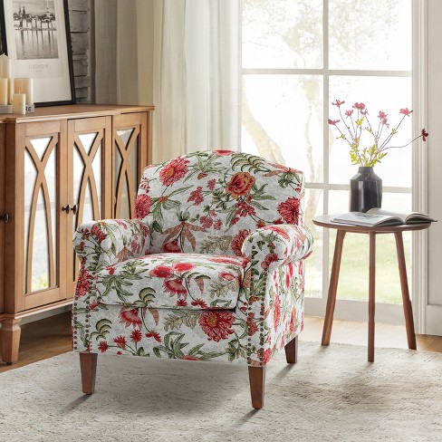 Giampiero Living Room Comfty Armchair with Nailhead Trims ARTFUL LIVING DESIGN RED