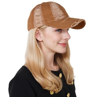 Anna-Kaci Vintage Washed Distressed Baseball Cap Denim Cotton Adjustable Dad Hats for Women Men