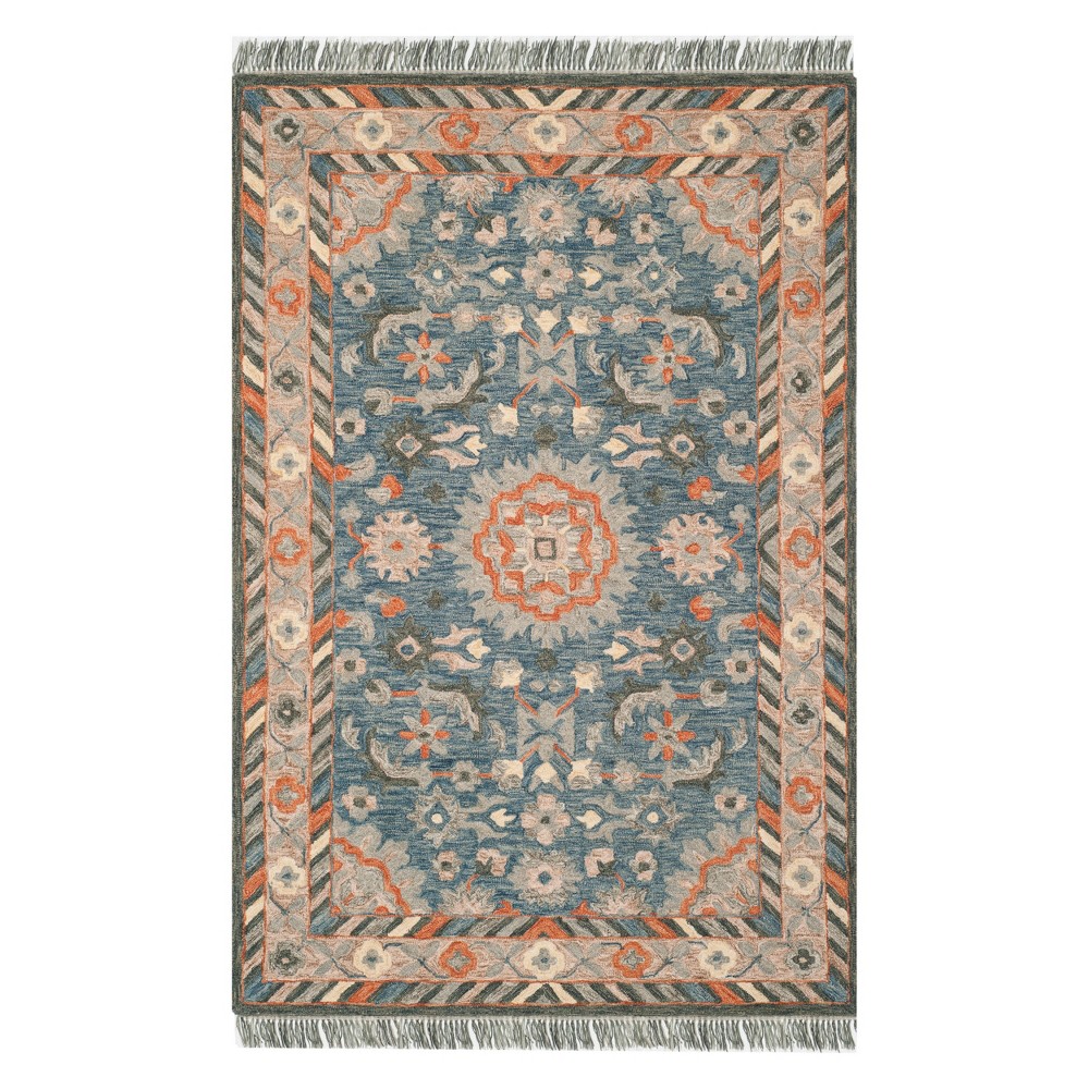 3'x5' Medallion Tufted Accent Rug Blue/Rust - Safavieh