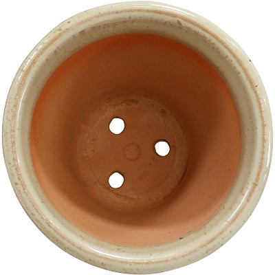 Seafoam and Beige Glazed Ceramic 15" Planter with Drainage Holes