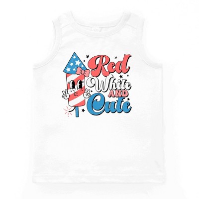 The Juniper Shop Red White and Cute Firework  Youth Tank Top