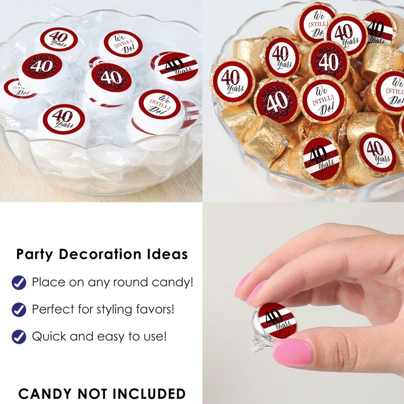 Big Dot of Happiness We Still Do - 40th Wedding Anniversary - Anniversary Party Small Round Candy Stickers - Party Favor Labels - 324 Count, 5 of 8