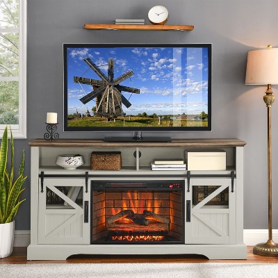 NicBex TV Stand Fireplace TV Stand Farmhouse Entertainment Center With Door Sensor for Living Room, Bedroom