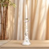 Vintage Metal Candle Holder with Accent Flowers, 14" Tall, Rustic White Finish, Home Decor, Large Size - 3 of 4