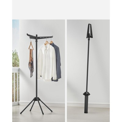 Black Foldable Stainless Steel 59" Clothes Drying Rack with 27 Clips