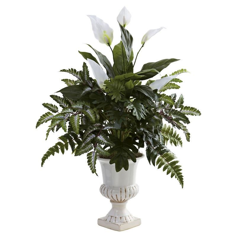 Nearly Natural Mixed and Spathiphyllum with Decorative Urn, 1 of 5