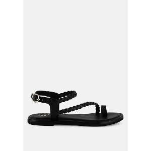 Stallone Black Braided Flat Sandals - 1 of 4