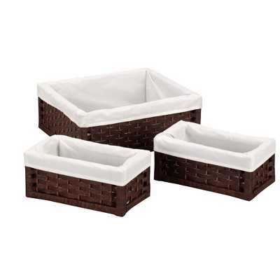 Household Essentials Set of 3 Large Stained Utility Baskets